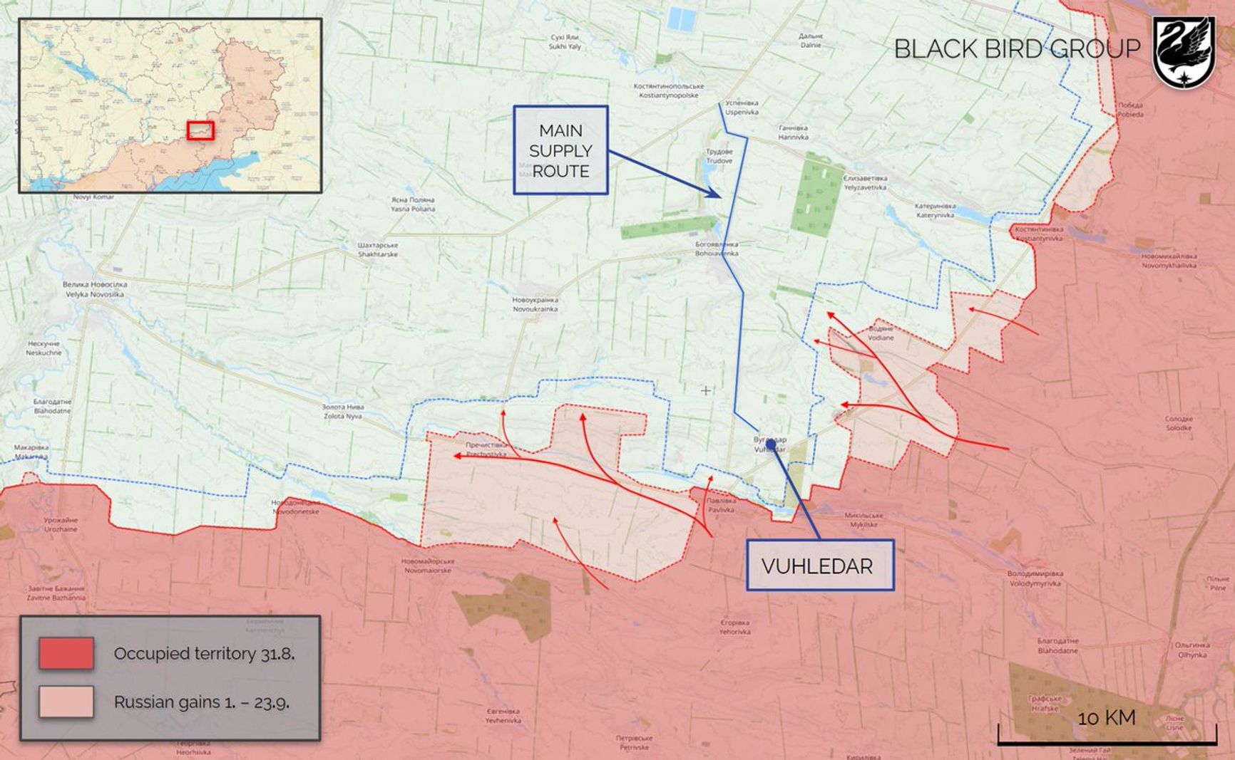 Ситуация на Угледарском выступе по версии Black Bird Group: